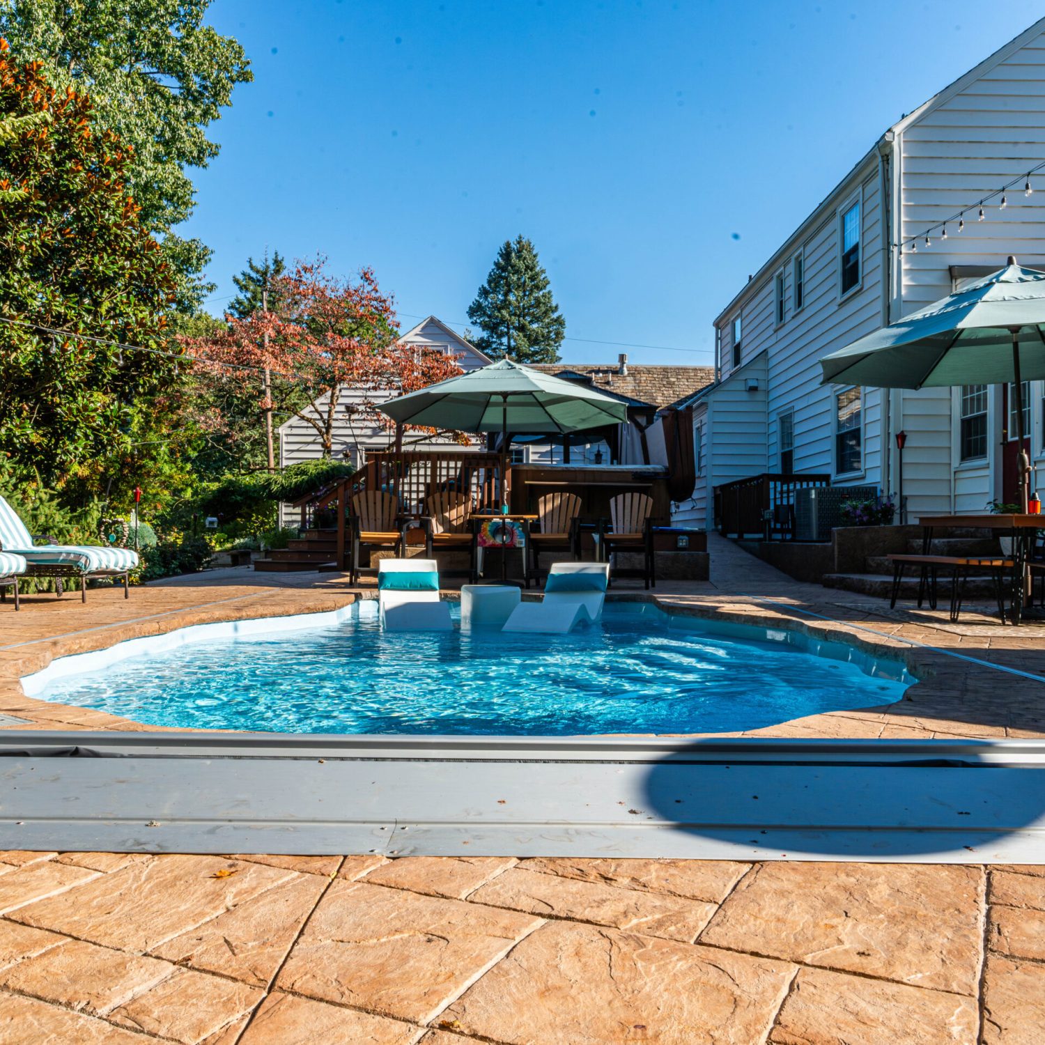 Stamped Concrete Pool Deck; Wheelchair Accessible Backyard Oasis