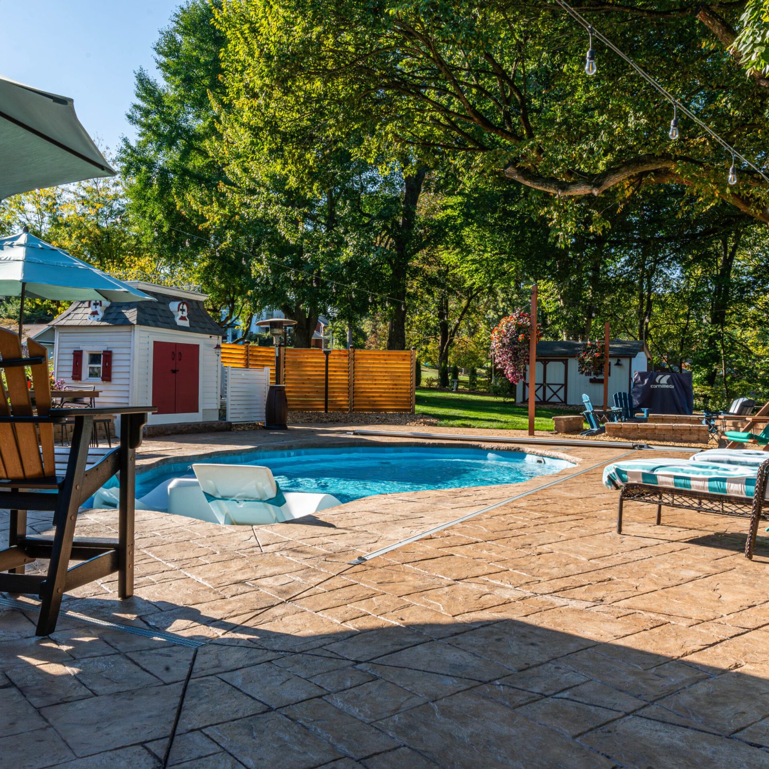 Stamped Concrete Pool Deck; Wheelchair Accessible Backyard Oasis