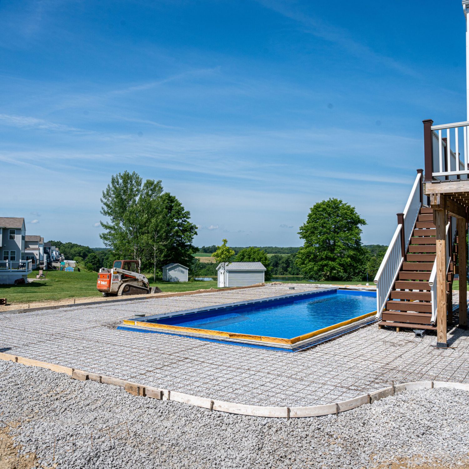 Construction Workers at Stamped Concrete Pool Deck