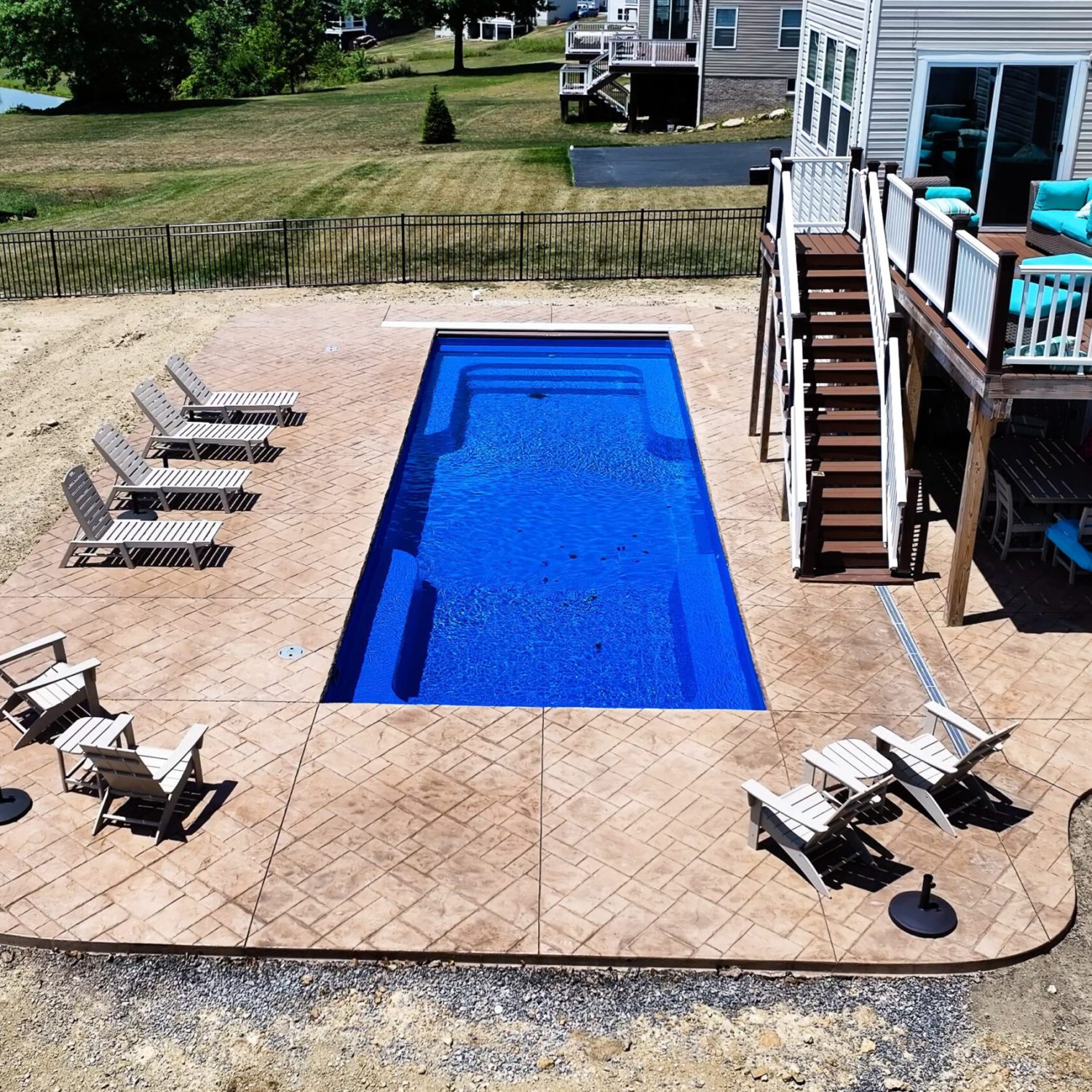 Stamped Concrete Pool Deck for New Inground Swimming Pool in Clinton, PA