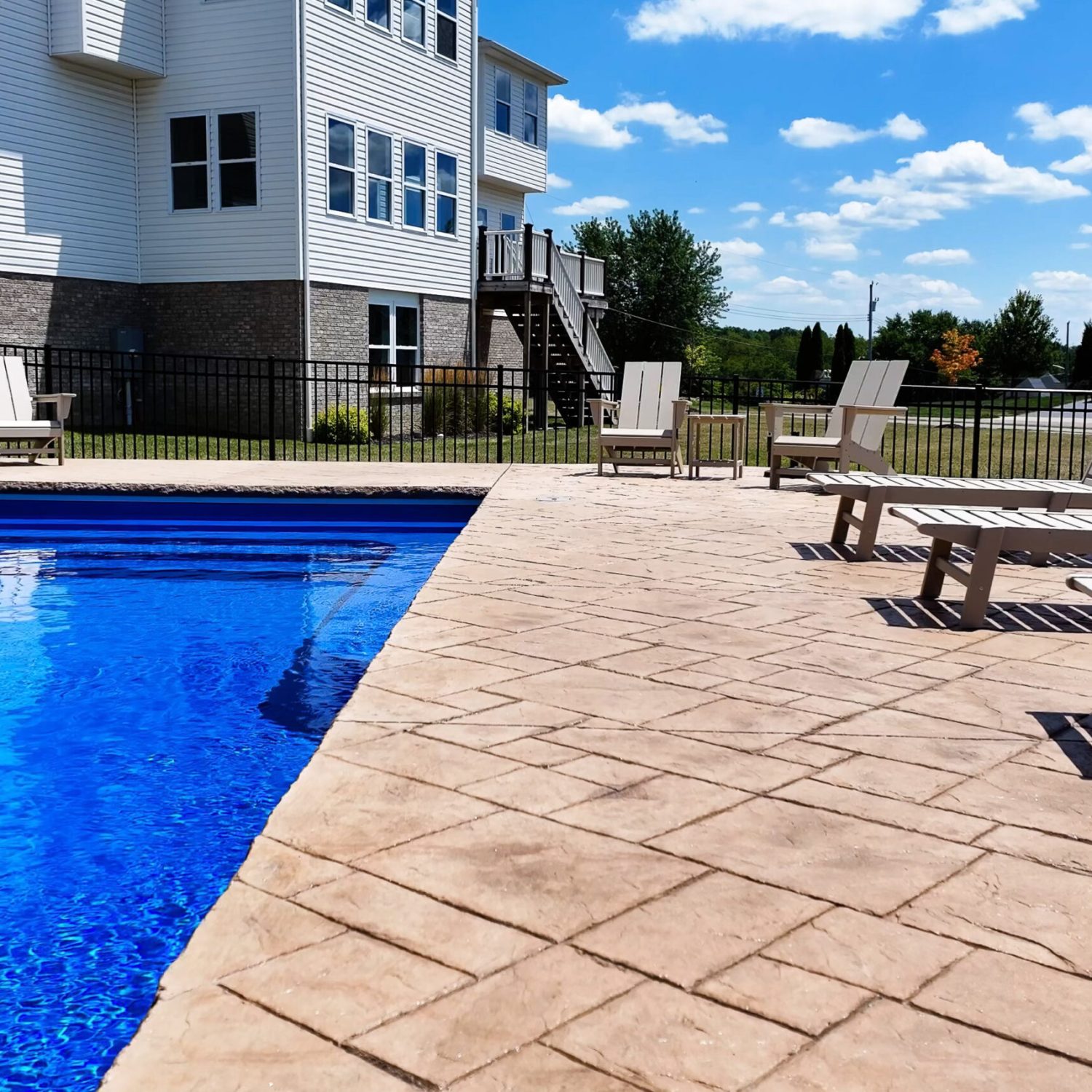 Stamped Concrete Pool Deck for New Inground Swimming Pool in Clinton, PA