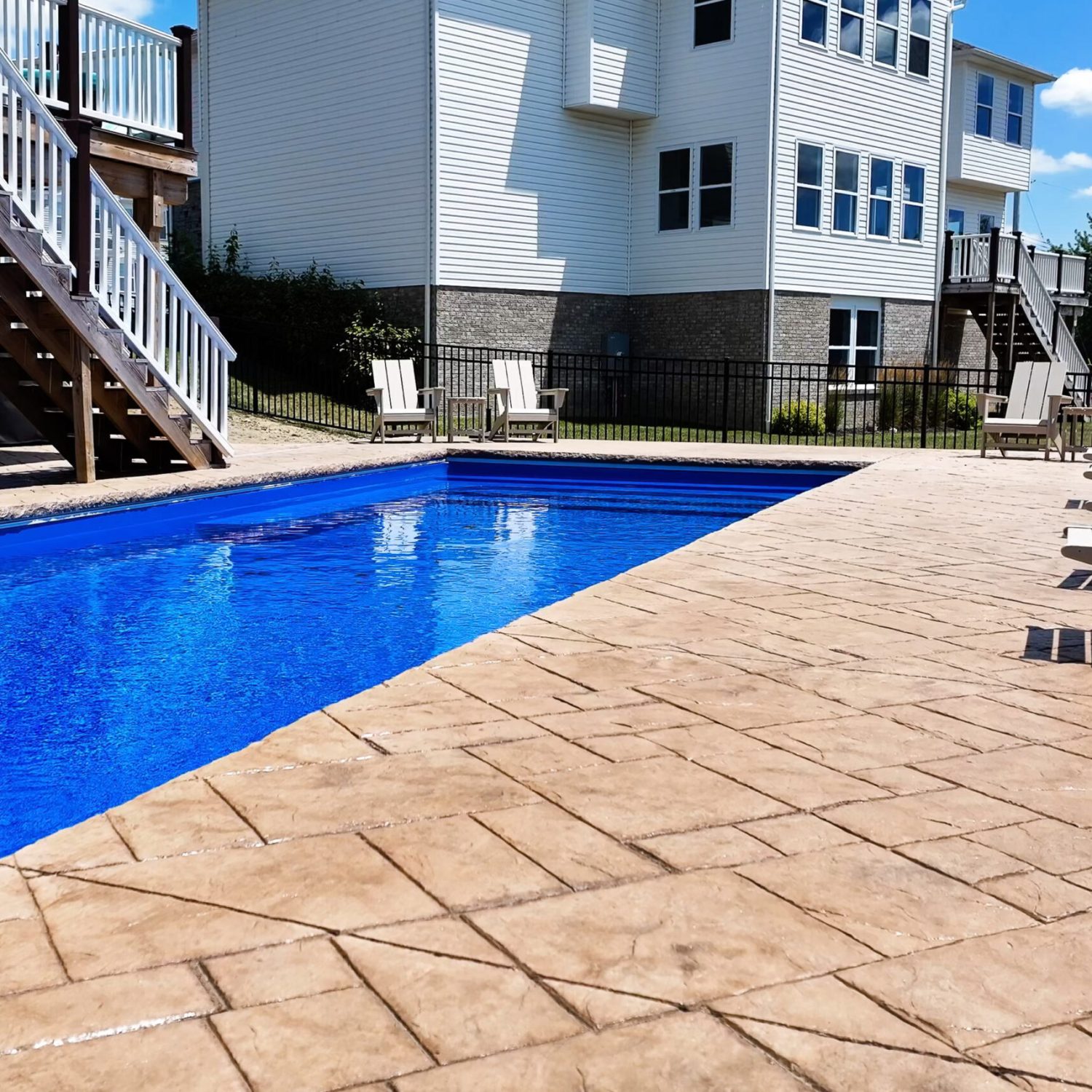 Stamped Concrete Pool Deck for New Inground Swimming Pool in Clinton, PA